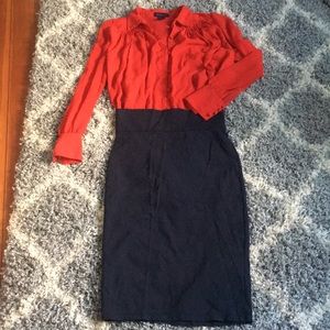 Pretty red button up blouse!